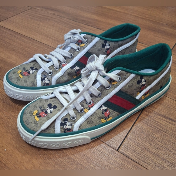 Gucci Green and Brown Mickey Mouse Sneakers